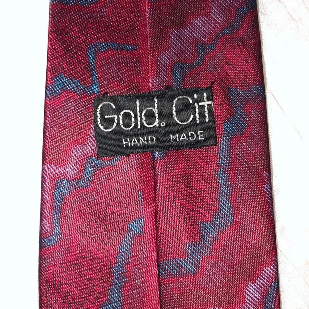 Gold City Burgundy Blue Tie